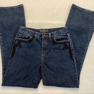 Ralph Lauren Size 2 classic straight leg embellished jeans. Like new.